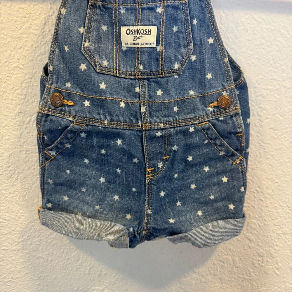OshKosh Bgosh Baby Girls Star Print Denim Shortalls Blue 9M
